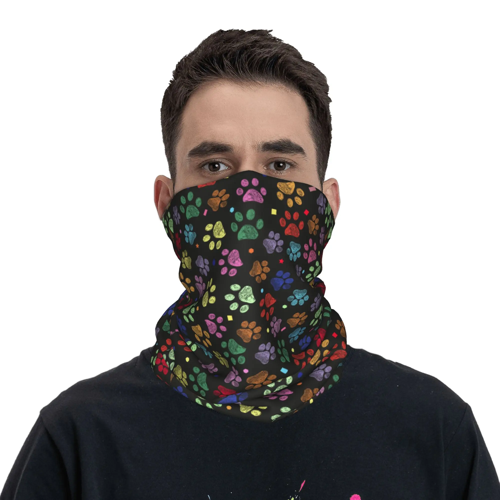 

Cute Animal Paw Pattern Bandana Neck Gaiter Printed Balaclavas Wrap Scarf Warm Headwear for Men Women Adult