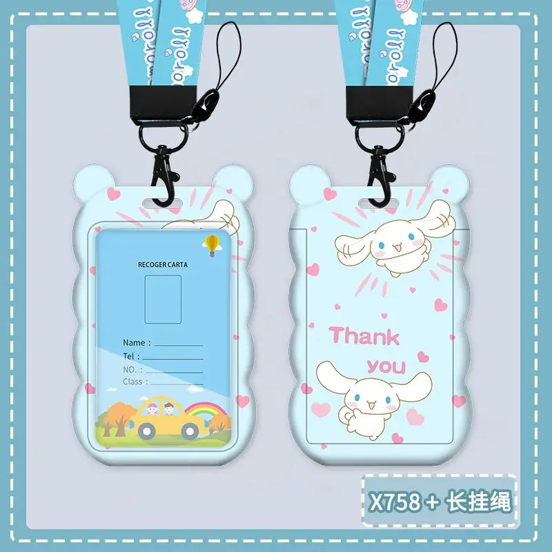 Cinnamoroll ID Badge Holder para estudantes, bonito cartão de crédito, bolsa de pescoço, cordão com escudo dos desenhos animados, venda quente, 2024