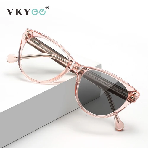 VKYEE, gafas de lectura con montura de Color a la moda, ojo de gato, antiluz azul, gafas fotocromáticas personalizables para miopía, prescripción LS102