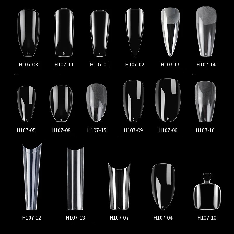 PINPAI 550PCS Clear Acrylic Long Ballerina Fake Nails Almond Coffin Full Half Cover False Nails Artificial Nail Soft Gel Tips