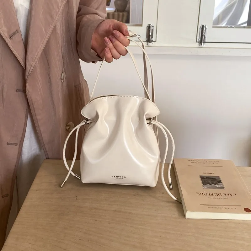 

Women's Drawstring Bucket Bag Pu Crossbody Purse, Casual Mini Shoulder Bag with Multiple Colors, Lightweight Daily Handbag