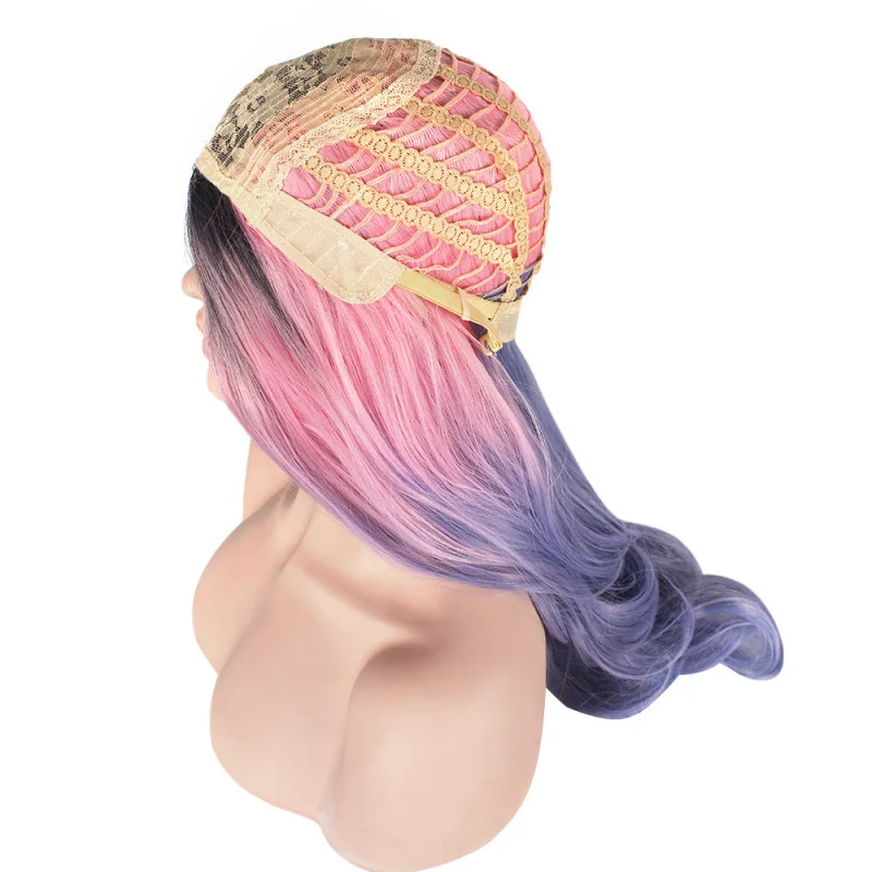 Dyed Three-Color Gradient European and American Style Wig Headgear Female Chemical Fiber Wig E-Commerce Long Curly Hair Medium B