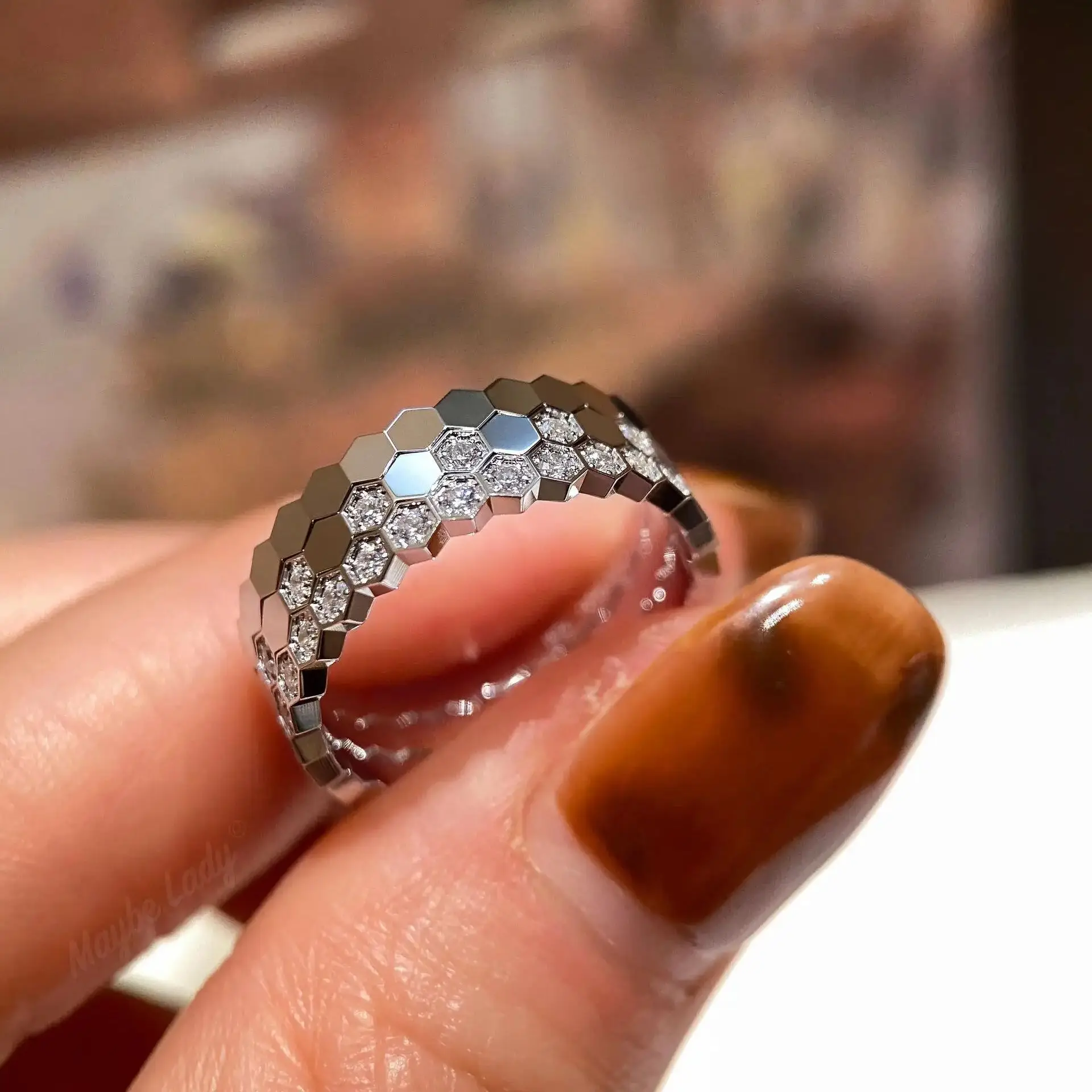 المبيعات الساخنة شكل العسل مسدس خاتم المرأة الموضة تكويم لارتداء الفضة 5A الصف الزركون هدايا العيد عالية الجودة