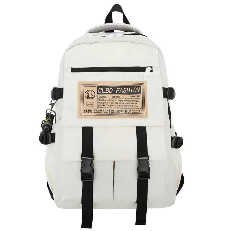 Men's and Women's Fashion Backpack High School Campus School Bag Large Capacity Leisure Travel Bag Optional Pendant