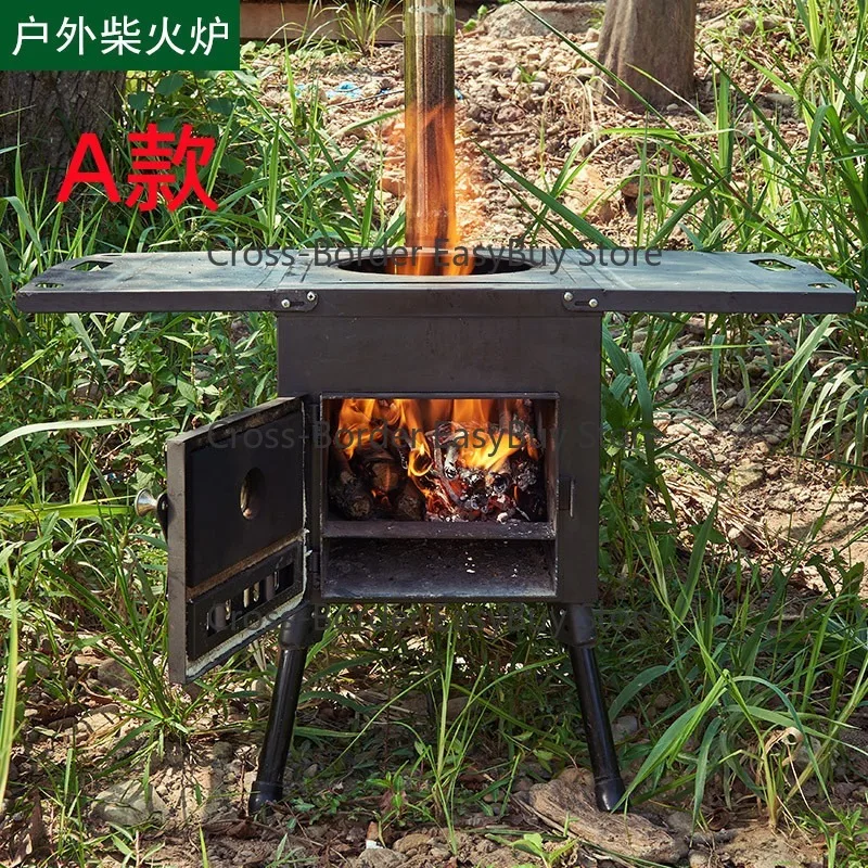 

Outdoor Portable Courtyard Wood Stove, Stainless Steel Firewood Stove for Camping, Self-Drive Barbecue High-Heat Stove