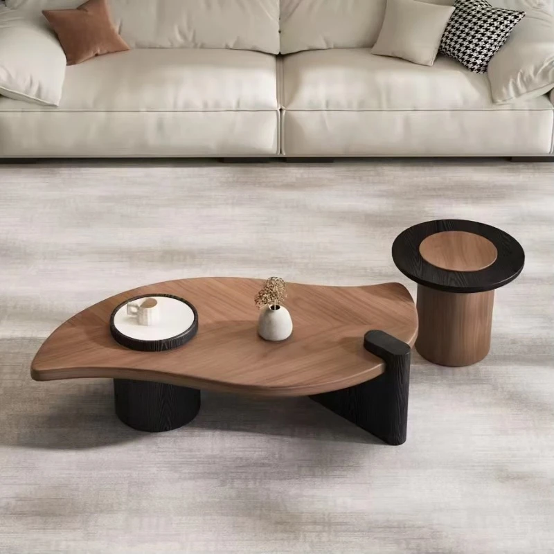 Modern coffee table Simple leaf-shaped wooden coffee table Living room center table