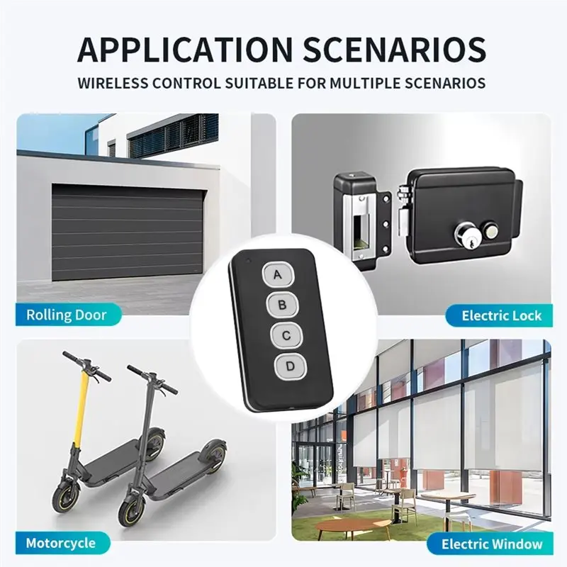 B29C-433Mhz Gate Opener Roller Shutter Door Opener 4CH Car Key Garage Door Gate Opener Duplicator Universal 4 Buttons Door Remot