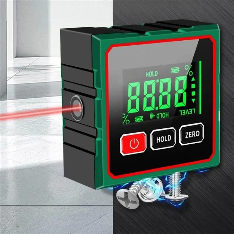 Angle Finder with Electronic Level, 4-Side Magnetic Digital Gauge, Angle Cube Inclinometer, 180° Inclinometer