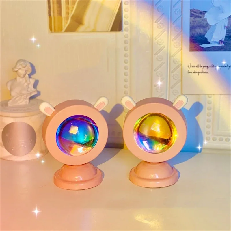 

Mini Sunset Lights Kawaii Rainbow Home Bedroom Phography Decoration Night Led Desk USB Ins Atmosphere Projection Lamps