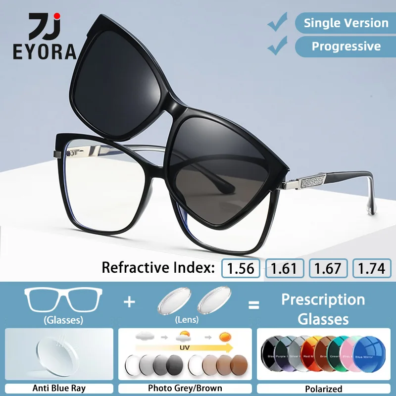 

EYORA Butterfly-framed Magnetic Clip Reading glasses Myopia Eyewear Hyperopia Anti Blue Ray Progressive Photochromic Eyewear