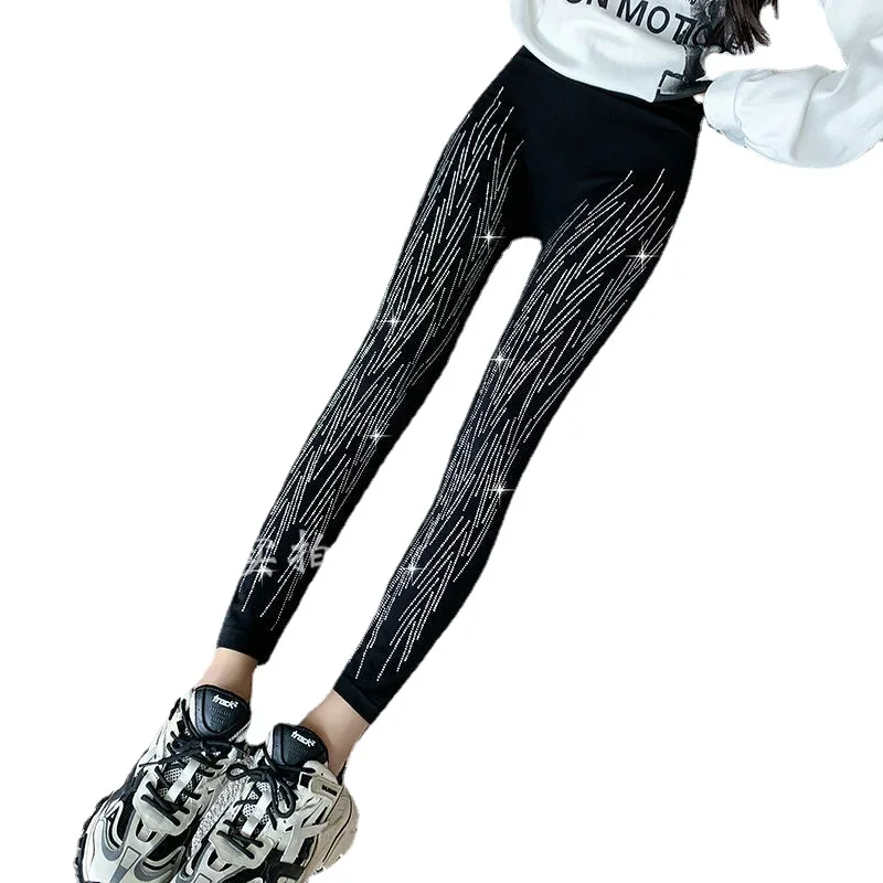 Autumn Winter modal Leggings for Women Fashion Slim Rhinestones leggins women Skinny pants