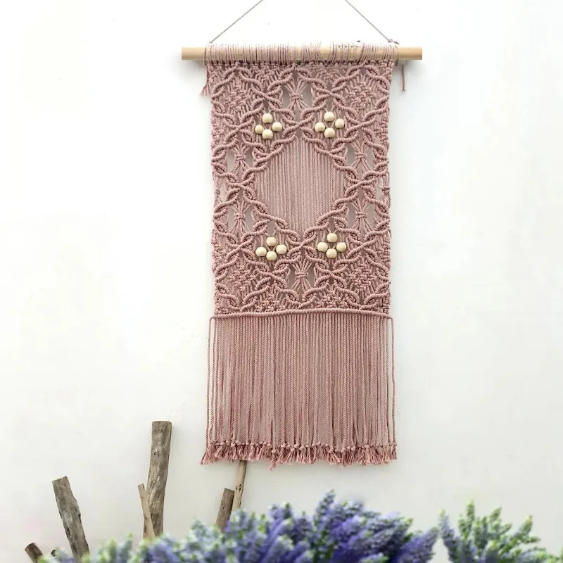 Creative Woven Plum Blossom Tapestry with Tassel Nordic INS Wall Hanging Boho Home Decor
