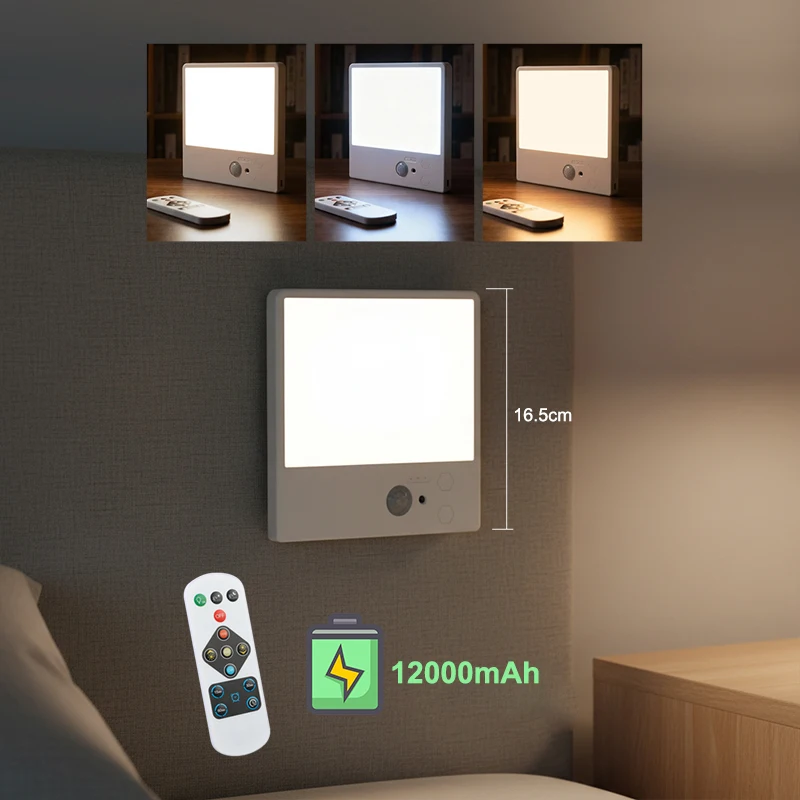 

Ультра-яркий светодиодный панельный светильник емкостью 12000 мАч, 16,5 см, тип C, индукционный светильник для шкафа, потолочного коридора, настенный светильник 2700K/4000K/6500K с регулируемой яркостью