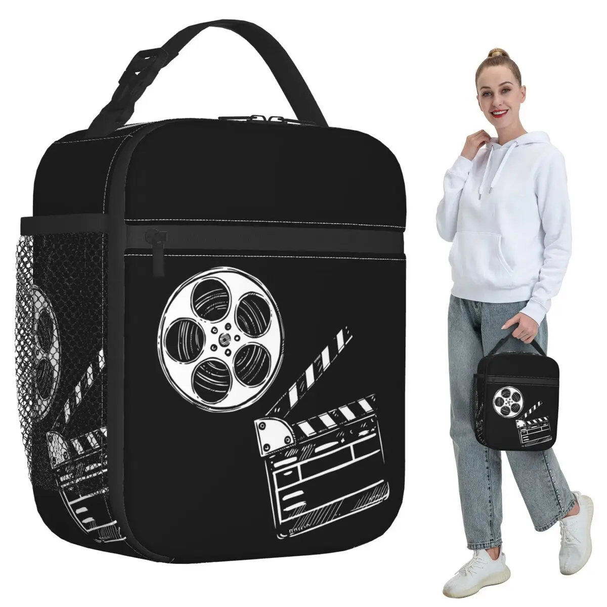 

Movies Film And Clapperboard Insulated Lunch Bag for Kids School Cooler Thermal Food Box Tote Leakproof Lunch Boxes Container