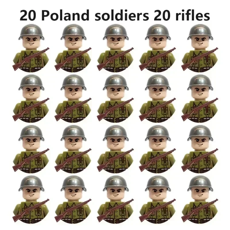 20-teiliges WWII Militär-Actionfiguren-Bausteinset Alliierte Streitkräfte Armeemänner Soldaten Multipack Kampfpaket Modellspielzeug Geschenk – Detail 6
