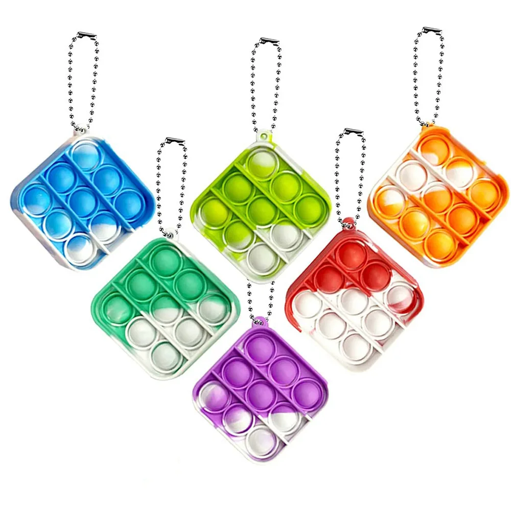 New Pop Keychain Toddler Sensory Stress Relief Relaxing Fidget Toys Bulk for Classroom Prizes Kids Birthday Office Adults Favors