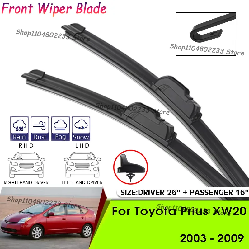 

Front Car Windshield Wiper Cleaning Blades For Toyota Prius XW20 2003-2009 Windshield Windscreen Front Window Blades 26"+16"