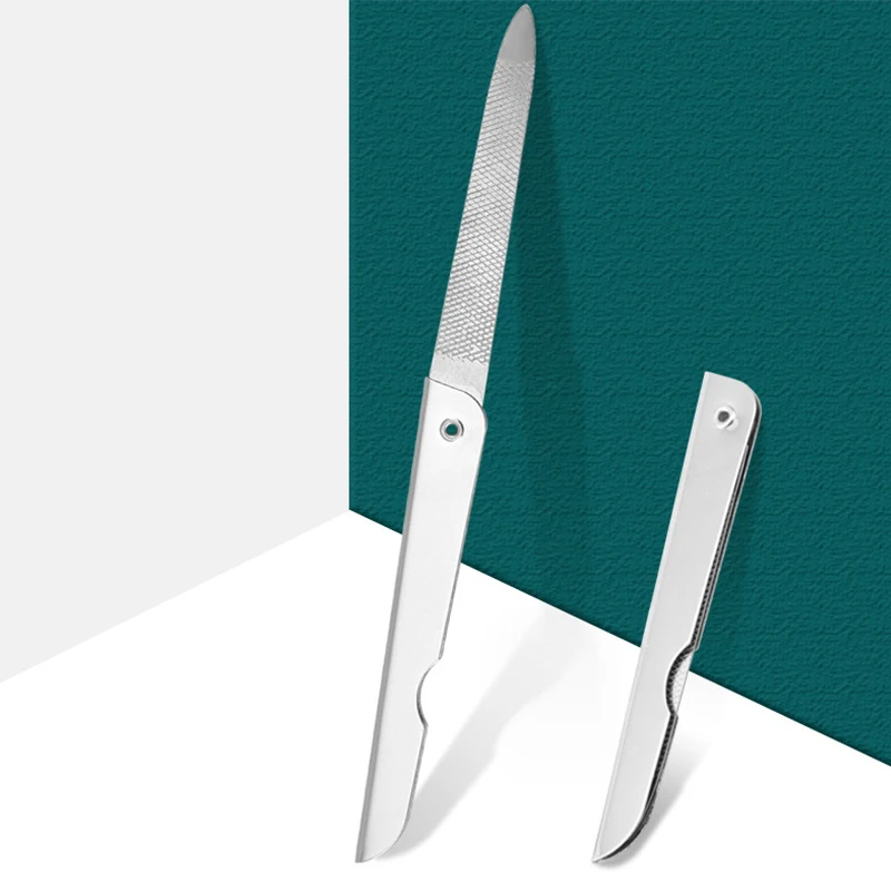 

{QTG333} Складные двусторонние пилочки для ногтей из нержавеющей стали, карманные, портативные, для путешествий, инструмент для маникюра, педикюра и нейл-арта