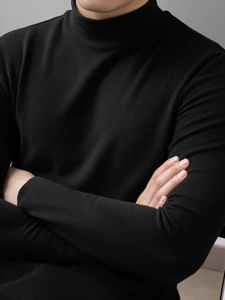 เสื้อยืดคอสูงสองด้านผ้ากำมะหยี่เนื้อนุ่ม รุ่นใหม่จาก GM สำหรับผู้ชาย ใส่ได้ทั้งฤดูใบไม้ร่วงและฤดูหนาว ให้ความอบอุ่น เหมาะสำหรับเป็นเสื้อตัวใน คุณภาพดี