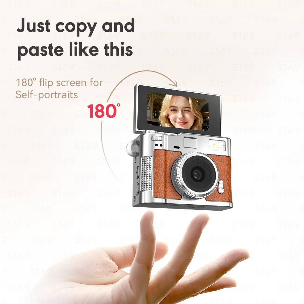 Christmas Gift Mini Digital Camera 180° Flip Selfie Screen with Flashlight Multiple Filters Keychain Portable Digital Camera