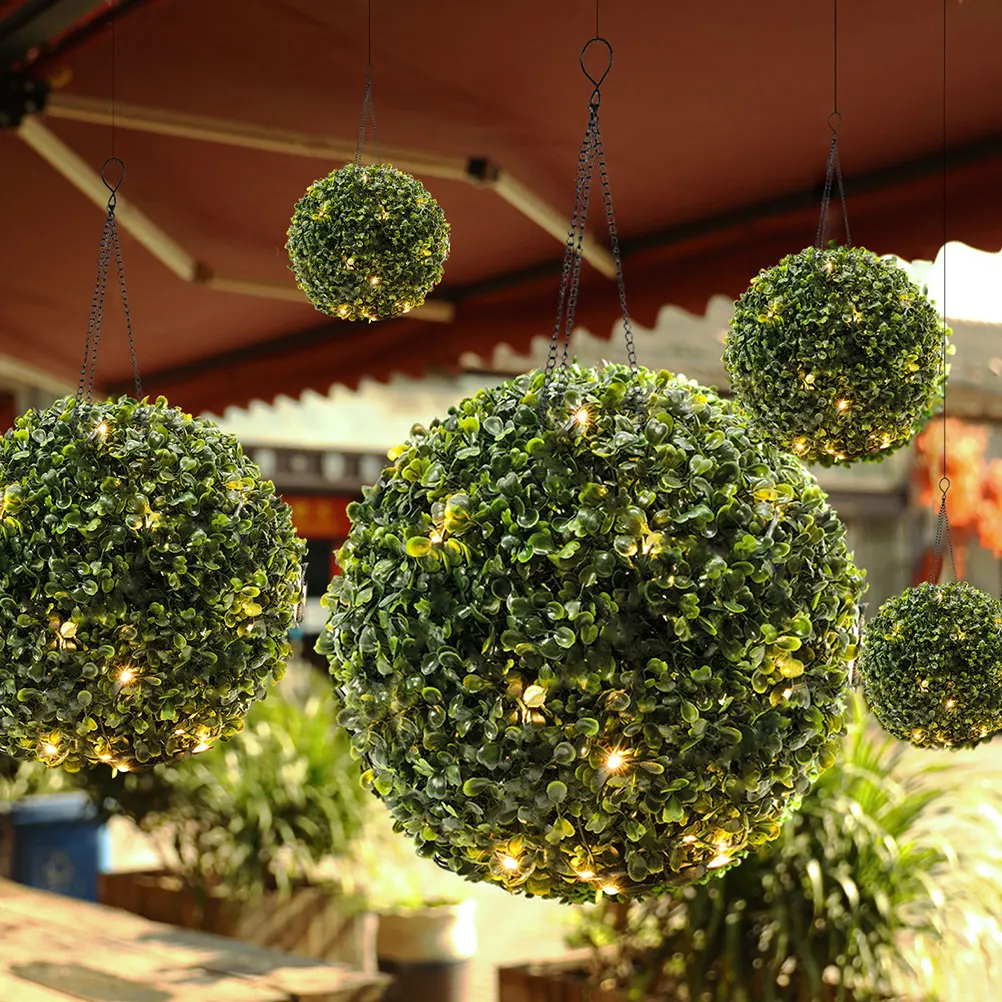 

Solar Powered Topiary Ball Light Artificial Boxwood Balls Solar Light Waterproof Garden Decor LED Grass Ball Lamp