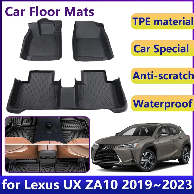 

For Lexus UX ZA10 2019~2023 200 250h Car TPE Floor Mat Waterproof Universal Leather Foot Mat LHD Mud Carpet Rug Auto Accessories