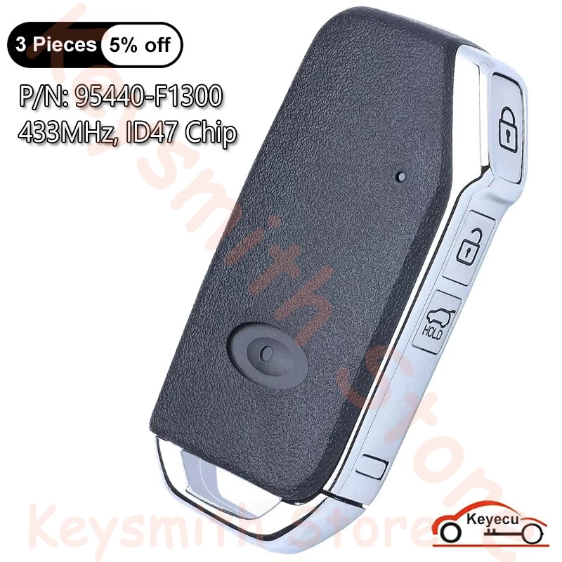 KEYECU 3 Buttons 433MHz ID47 Chip for Kia Sportage 2019 2020 2021 Auto Keyless Go Smart Remote Control Key Fob P/N: 95440-F1300