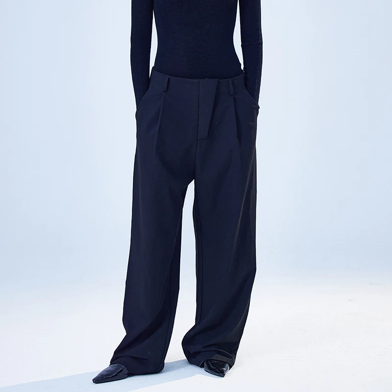 

New Bla Casual Loose Wide Leg Pants Women's Straight Leg Suit Pants Dra High End Feel Long Floor Length Trousers