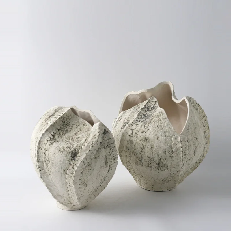 style handmade creative notched ceramic vase utensils hotel model room B&B soft decoration flower vessel decoration
