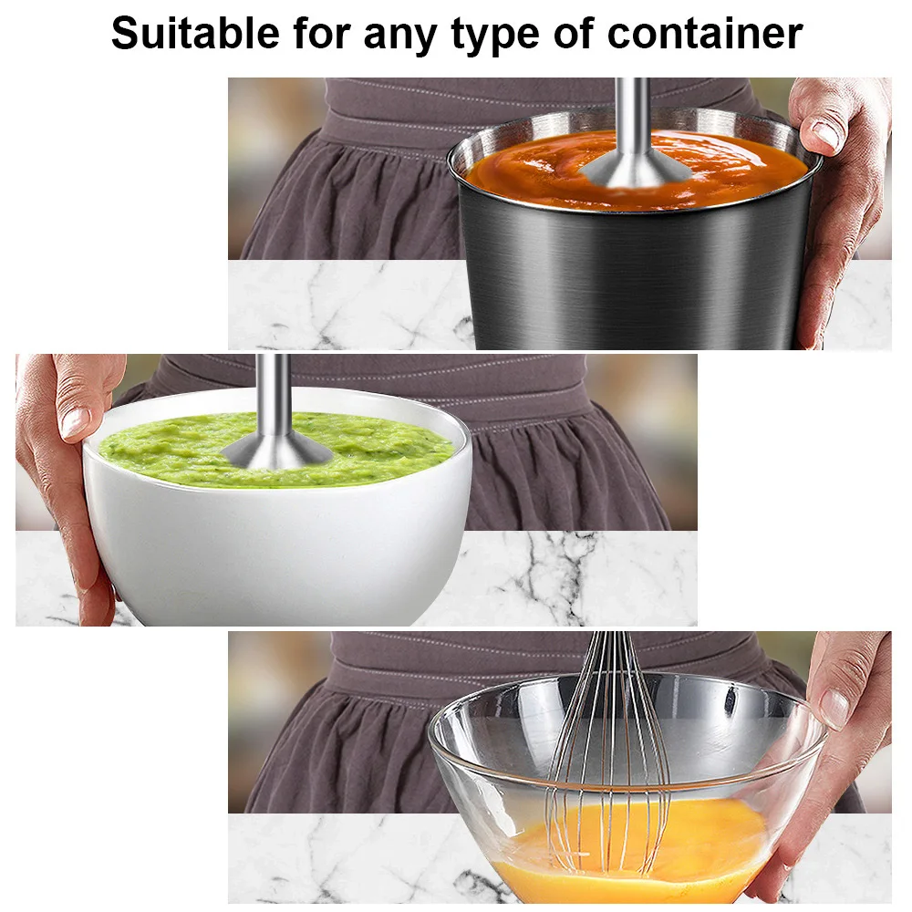 Liquidificador manual 4 em 1 de alta potência, 1200W, misturador de carne vegetal, inclui picador e copo de smoothie, batedor de aço inoxidável