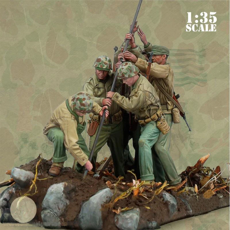 1/35 Resin Model Figure Kits GK , Six People，Including Scene，Military Theme，Unassembled And Unpainted,343B