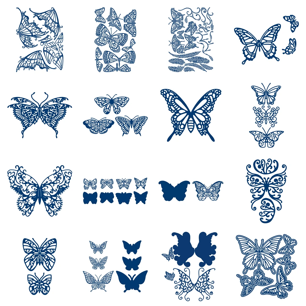 

2024 Hollowed Out Butterfly Tattered lace Background Metal Cutting Dies Mom Christmas Birthday Scrapbooking Card Craft No Stamps