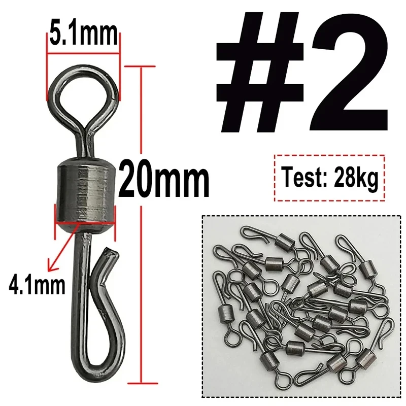 베어링 스위블 낚시 커넥터, Q자형 퀵 체인지 스위블, 잉어 낚시 터미널 태클 액세서리, 50 개
