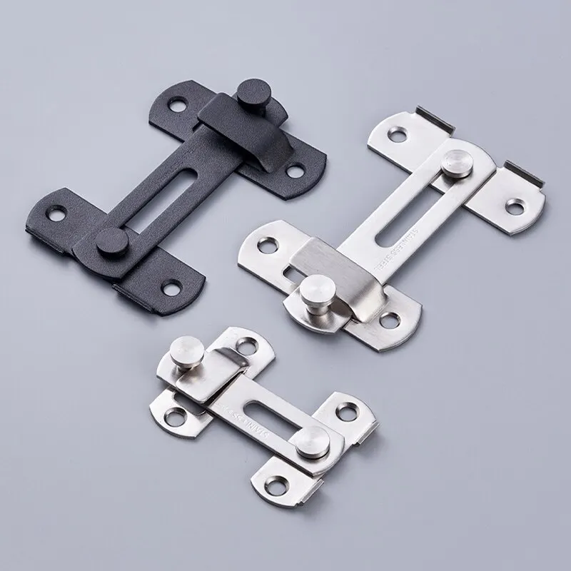 Door Lock Guard Latch Bolt 90 180 Degree Stainless Steel Toggle Latch Sliding barn Door Lock Black Iron Right Angle barn Lock
