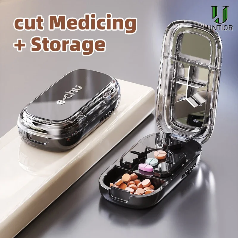 

Pill Cutter Food Grade Material Compact and Portable Multifunctional Medicine Cutter 2/3/4 in 1 Fits Multiple Pills at Once