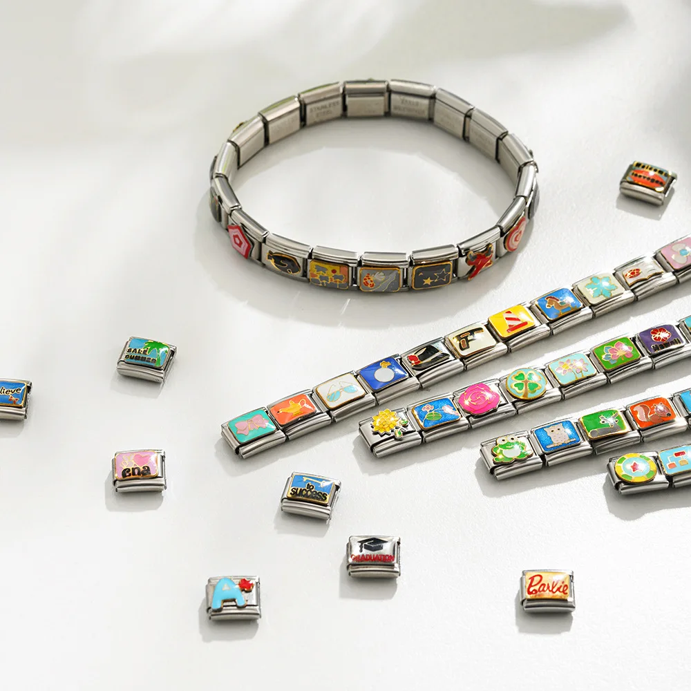 Moda 2025 Acero inoxidable carta de amor coche geometría italiana 9mm pulsera Neutral accesorios de joyería DIY