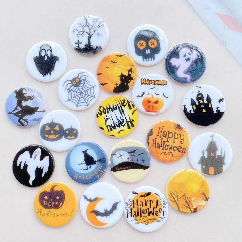 10Pcs Cartoon Halloween Acrylic Cat, Ghost Flat Bottom Scrapbook Diy Jewelry Hair Clips Phone Case Ornament Accessories