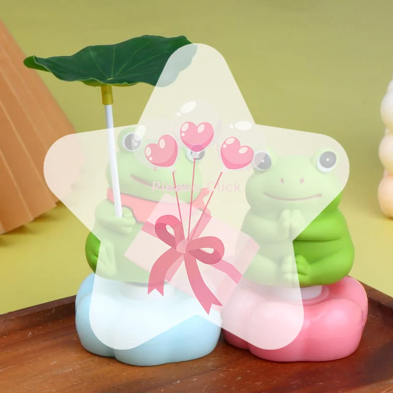 Rotatable Frog Figurine Kawaii Animal Ornament Eco-friendly Resin Decor for Car Dashboard Desktop Living Room