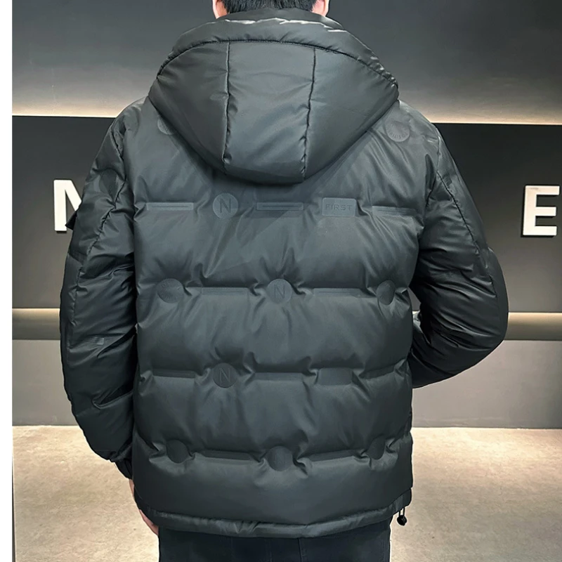 Luxury Down Coat Men Winter Warm Lightweight White Duck Down Coat Windproof Jacket Stand-up Collar Short Tops Long Sleeve Jacket