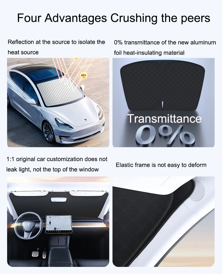 테슬라 모델 Y/3 용 앞유리 사이드 윈도우 햇빛가리개, 불투명 햇빛 차단 단열 캠핑 프라이버시 커튼, 2024