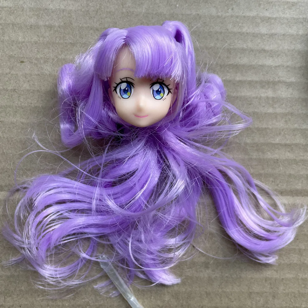 Licca 3D Head Planted Hair Braid BOBO Blue Purple Hair Toy Cartoon Doll Girls DIY Dressing Hair Toys Collection Cute Doll Head