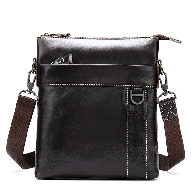 

Men's Vintage Leather Crossbody Bag,Top-Grain Leather Vertical Shoulder Bag Slim Business Purse for Commute & Office