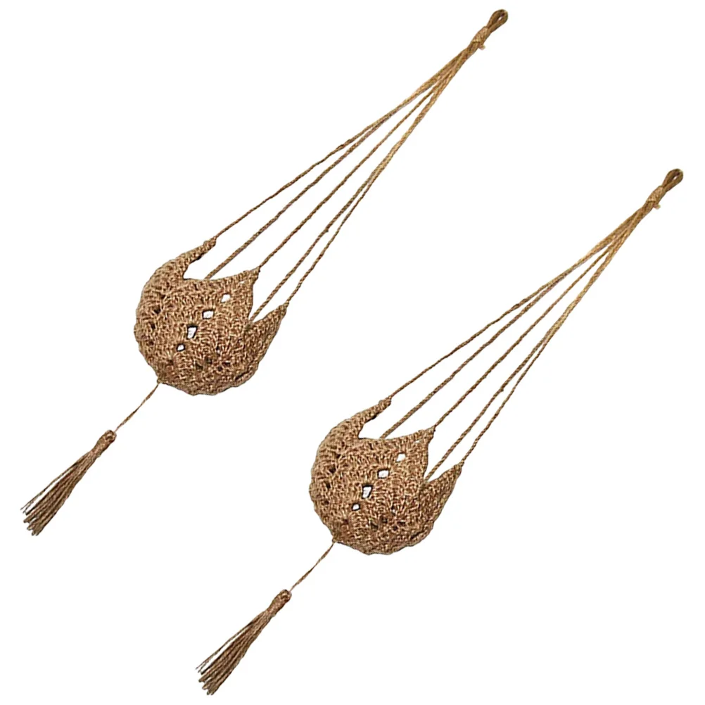 

2pcs Macrame Plant Hanger Woven Rope Net Bag For Indoor Outdoor Garden Hanging Planter Basket Flower Pot Holder Gardening Supply