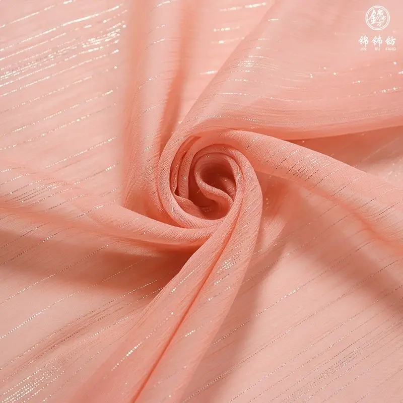 Glitter Crinkled Chiffon Tulle Fabric Design By Meters for Clothes Skirts Dress Hanfu Dolls Shirts DIY Sewing Cloth Soft Chinese