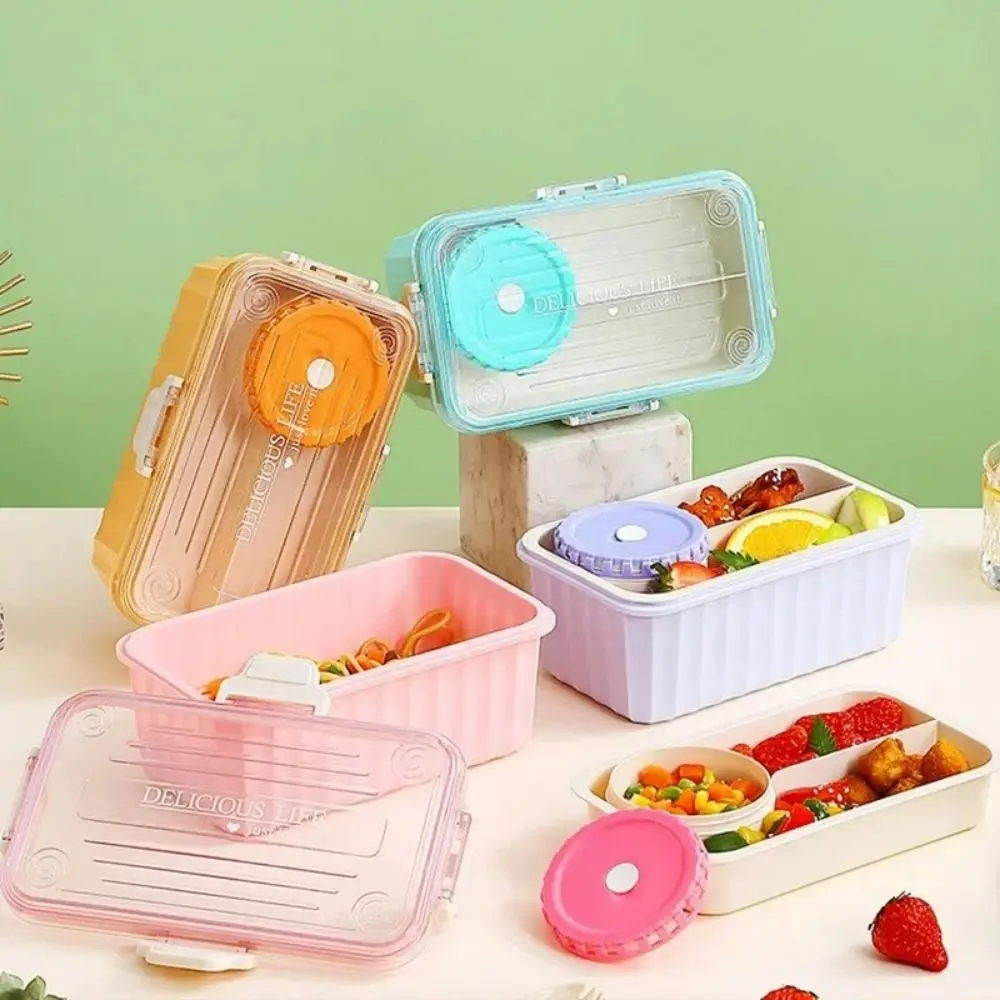 Lightweight Sealed Portable Lunch Box Leak-Proof Food Grade Lunch Containers Reusable Spoons Meal Prep Container Box Students