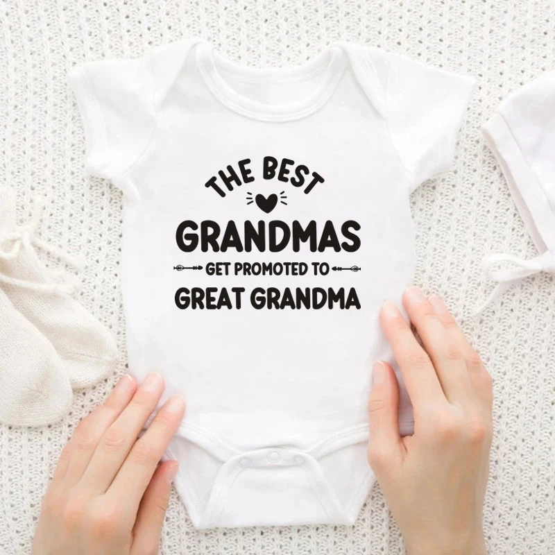 The Best Grandmas Get Promoted To Great Grandma Print Baby Bodysuits Pregnancy Announcement Newborn Jumpsuit Infant Clothes Gift