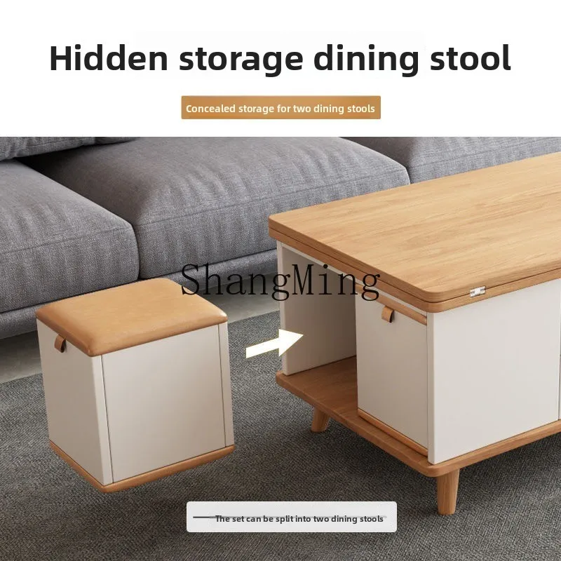 

SM lift dining table dual-purpose small apartment simple living room household multi-functional folding telescopic furniture