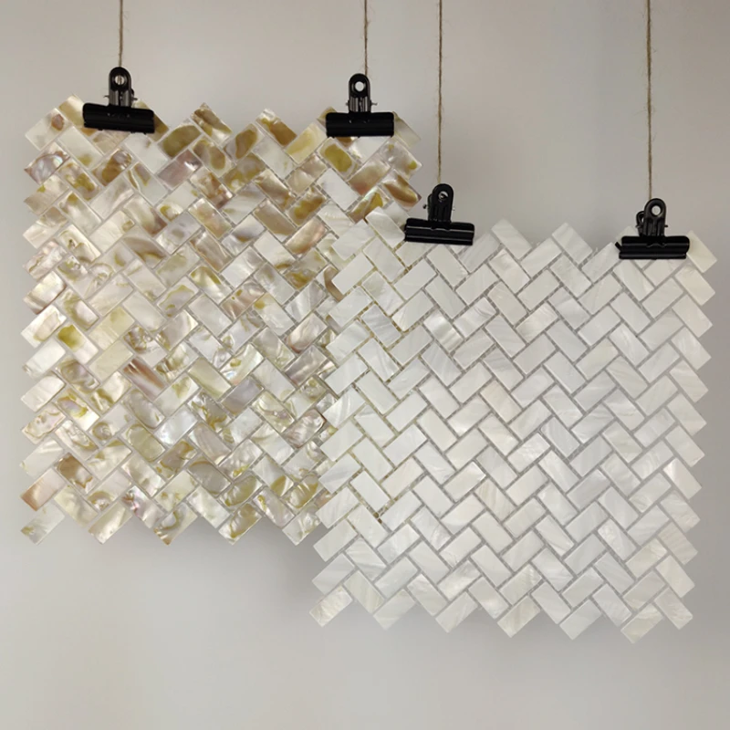 Shell Mosaic Wall Sticker Tile TV Background Wall Natural Fishbone Herringbone Bathroom Kitchen