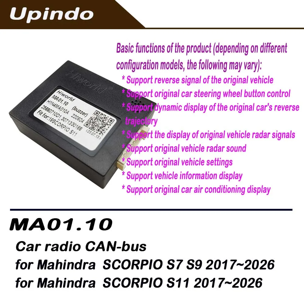 

Android Car Stereo CAN-Bus Decoder for Mahindra Scorpio S7/S9/S11 Smart Auto Radio Stereo System CAN Bus Adapter