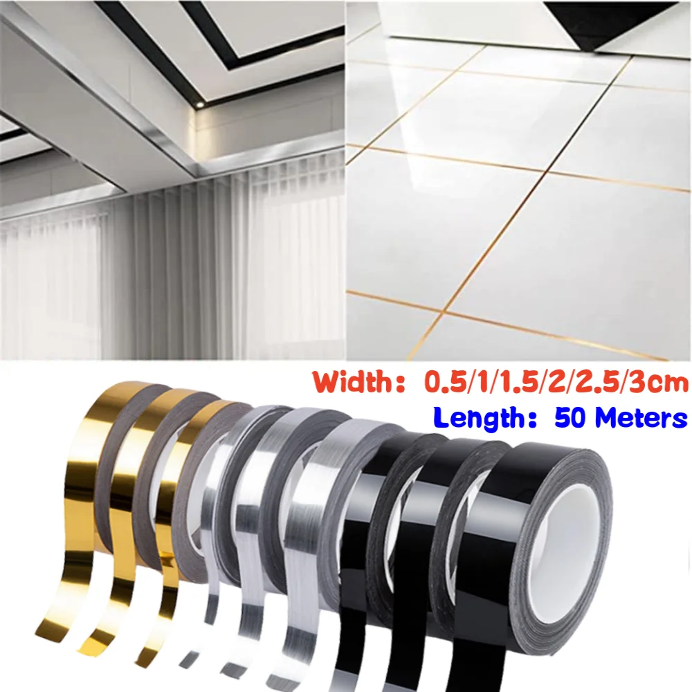 New 50M Gold Black Self-Adhesive Tile Stickers Tape Floor Waterproof Wall Gap Sealing Strip Tile Beauty Seam Sticker Home Decor